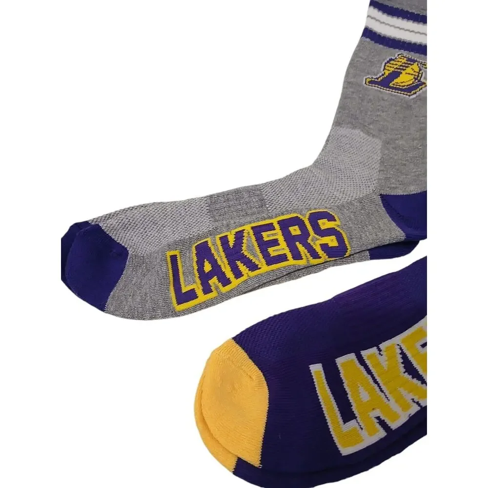 3 Pairs NBA Los Angeles LAKERS CREW Socks Men's Size 6-12‎ Sporty Tube Official